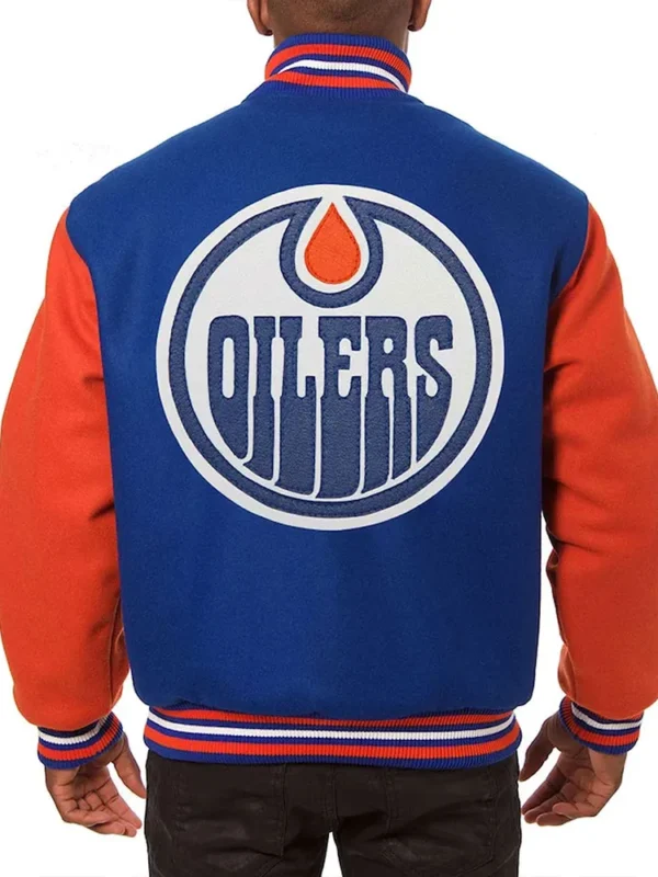 Edmonton Oilers Two-Tone Varsity Royal-Orange Wool Jacket
