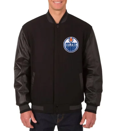 Edmonton Oilers Varsity Black Jacket
