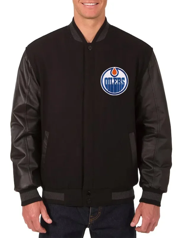 Edmonton Oilers Varsity Black Jacket