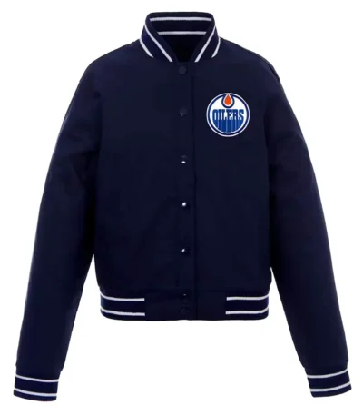 Edmonton Oilers Varsity Navy Wool Jacket