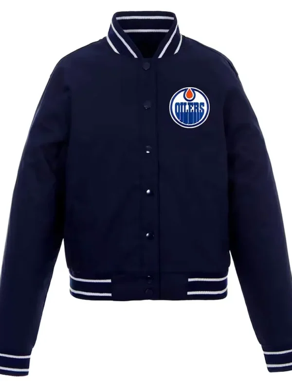 Edmonton Oilers Varsity Navy Wool Jacket