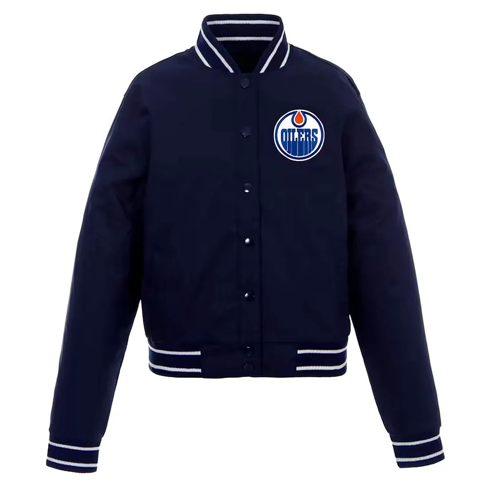 Edmonton Oilers Varsity Navy Wool Jacket Edmonton Oilers Varsity Navy Wool Jacket