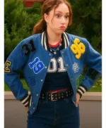 Electric Bloom Jade Castillo Denim Varsity Jacket