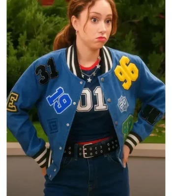 Electric Bloom Jade Castillo Denim Varsity Jacket