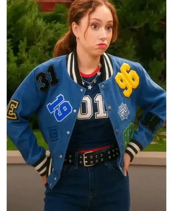 Electric Bloom Jade Castillo Denim Varsity Jacket