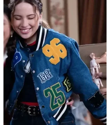 Electric Bloom Jade Castillo Denim Varsity Jacket