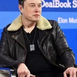 Elon Musk Black Leather Aviator Jacket