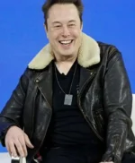 Elon Musk Black Leather Aviator Jacket