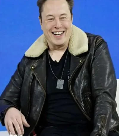 Elon Musk Black Leather Aviator Jacket