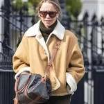 Emilia Clarke Brown Suede Shearling Jacket