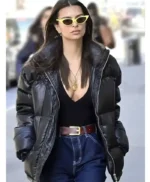 Emily Ratajkowski Black Puffer Jacket