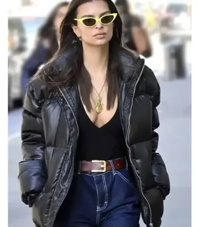 Emily Ratajkowski Black Puffer Jacket