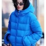 Emily Ratajkowski Blue Puffer Jacket