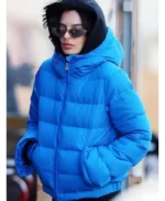 Emily Ratajkowski Blue Puffer Jacket