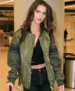 Emily Ratajkowski Green Bomber Jacket