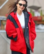 Emily Ratajkowski Red and Black Jacket