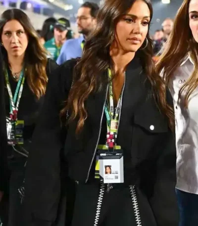 F1 Grand Prix Jessica Alba Black Bomber Jacket