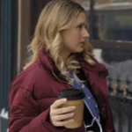 Finding Her Edge Elise Russo Maroon Puffer Jacket