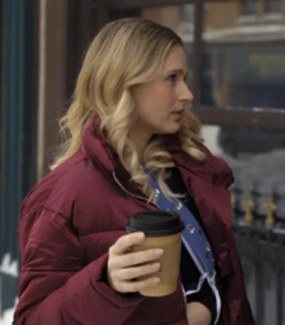 Finding Her Edge Elise Russo Maroon Puffer Jacket