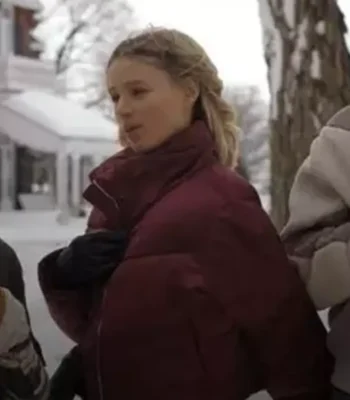 Finding Her Edge Elise Russo Maroon Puffer Jacket