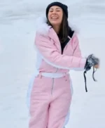 Finding Mr. Christmas Janel Parrish Pink Snowsuit