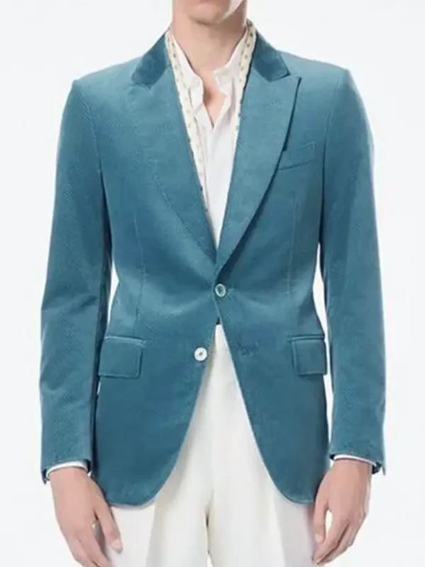 Finding Mr. Christmas Jonathan Bennett Blue Velvet Blazer