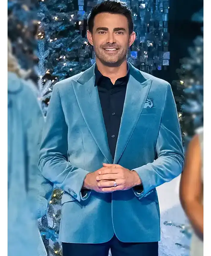 Finding Mr. Christmas Jonathan Bennett Blue Velvet Blazer Finding Mr. Christmas Jonathan Bennett Blue Velvet Blazer