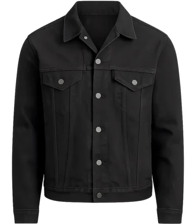 Glen Powell The Running Man Black Denim Jacket