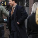 Glen Powell The Running Man Blue Trench Coat
