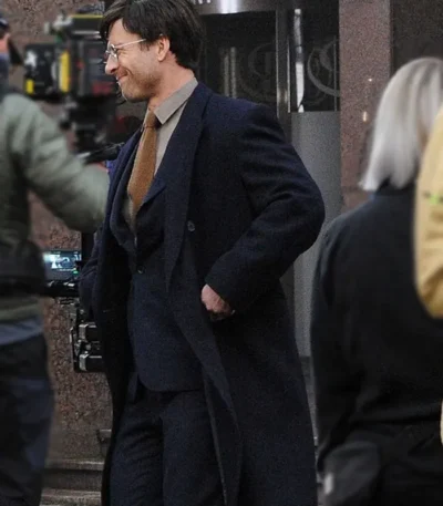 Glen Powell The Running Man Blue Trench Coat