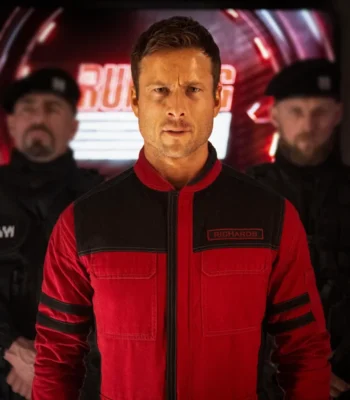 Glen Powell The Running Man Red Jacket