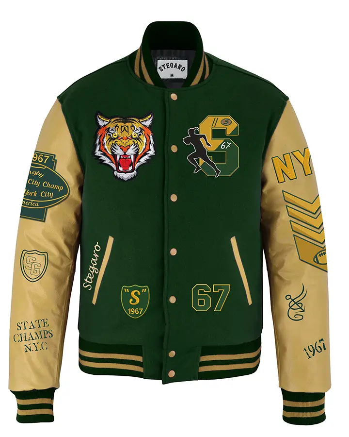 Glover Stegaro Tiger Green Varsity Jacket Glover Stegaro Tiger Green Varsity Jacket