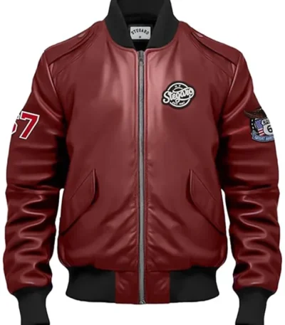 Haddy Leather Stegaro Maroon Bomber Jacket