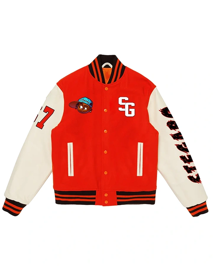 Harrison Orange And White Stegaro Varsity Jacket Harrison Orange And White Stegaro Varsity Jacket