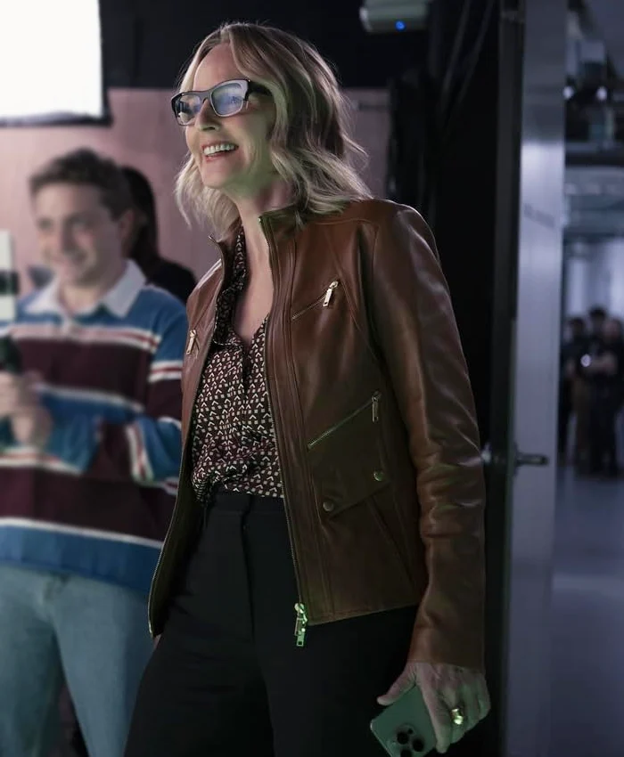Helen Hunt Hacks S04 Brown Leather Jacket Helen Hunt Hacks S04 Brown Leather Jacket