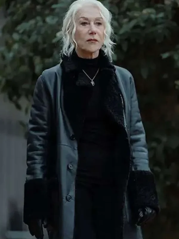 Helen Mirren MobLand S01 Shearling Leather Coat
