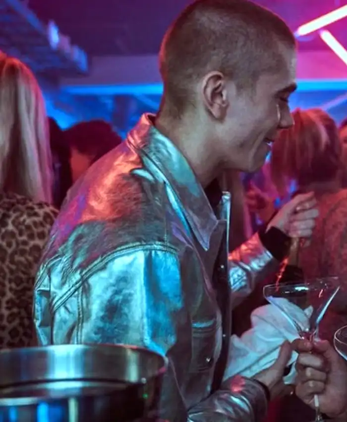 Home for Christmas Jonas Silver Leather Jacket Home for Christmas Jonas Silver Leather Jacket