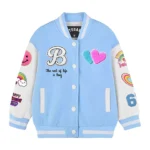 Stegaro Unicorn Blue And White Wool Varsity Jacket