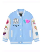 Stegaro Unicorn Blue And White Wool Varsity Jacket