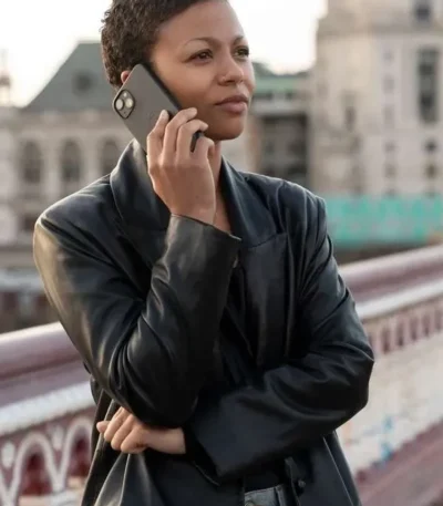 Industry Season 03 Harper Stern Black Leather Blazer