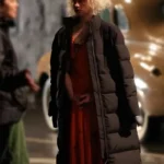 Jessie Buckley The Bride Black Puffer Coat