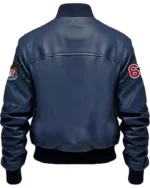 Johannsen Navy Blue Stegaro Bomber Leather Jacket