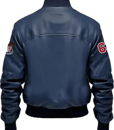 Johannsen Navy Blue Stegaro Bomber Leather Jacket