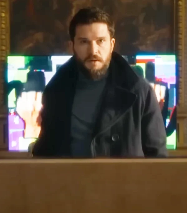 Kit Harington The Family Plan 2 Black Wool Coat