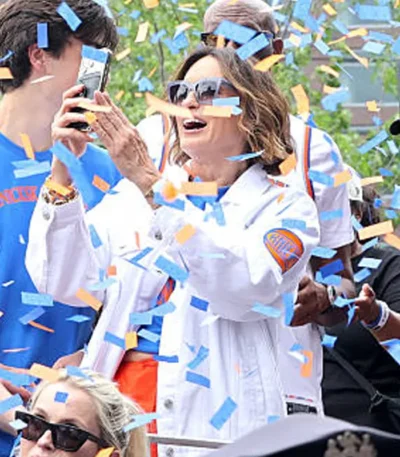 Knicks Parade 2026 Mariska Hargitay White Jacket
