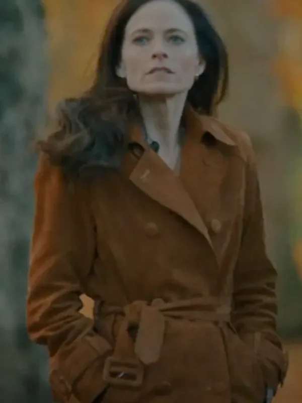 Lara Pulver MobLand Brown Suede Coat