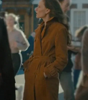 Lara Pulver MobLand Brown Suede Coat