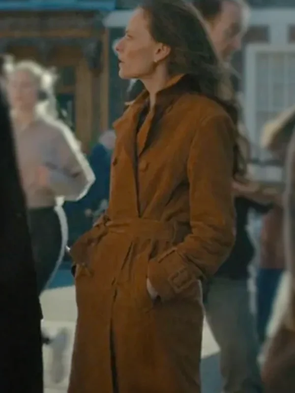 Lara Pulver MobLand Brown Suede Coat