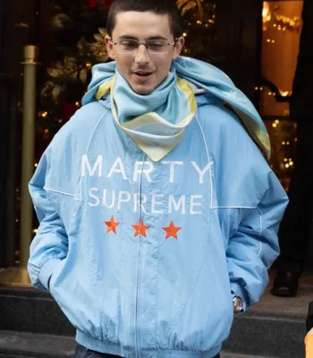 Timothée Chalamet Light Blue Marty Supreme Jacket