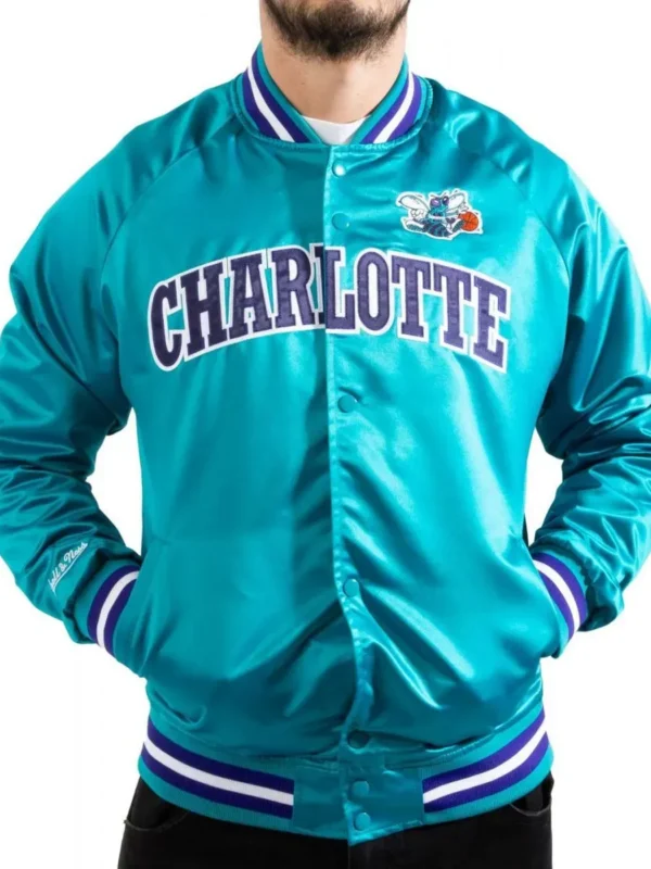Lightweight Charlotte Hornets Teal Satin Jacket